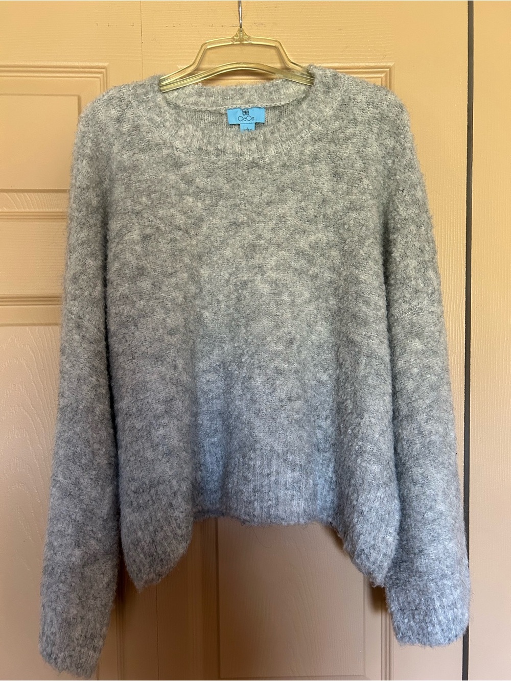 CeCe Light Gray Cozy Crewneck Sweater